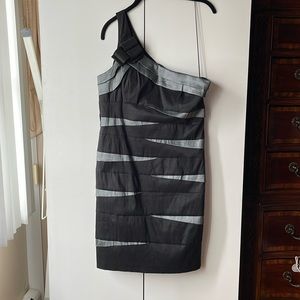Scarlett Black and Grey One Shoulder Dress Size 16